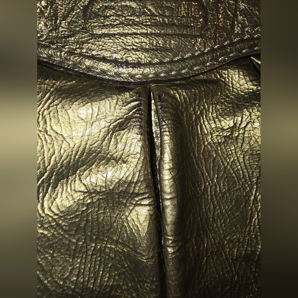 COACH 13926 Gold Metallic Patent Leather Satchel Bell Shaped Purse Handbag - Picture 15 of 16